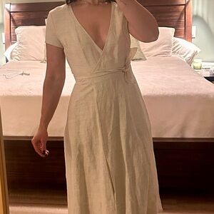 Chic Cream Wrap Midi Dress